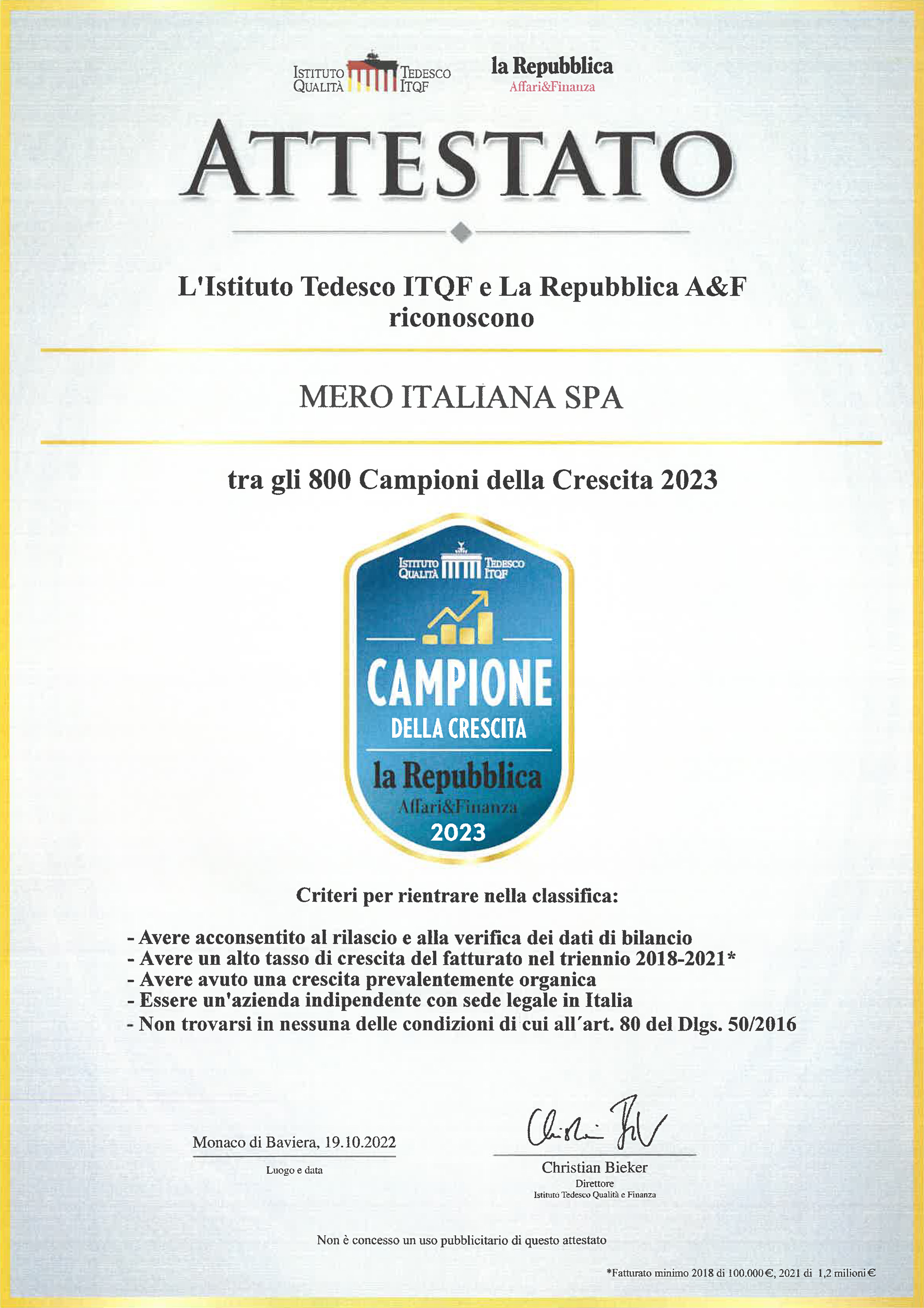 Auszeichnung für MERO Italiana